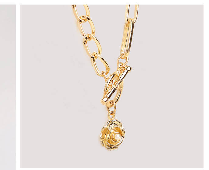 Gold Flower T-Bar Necklace