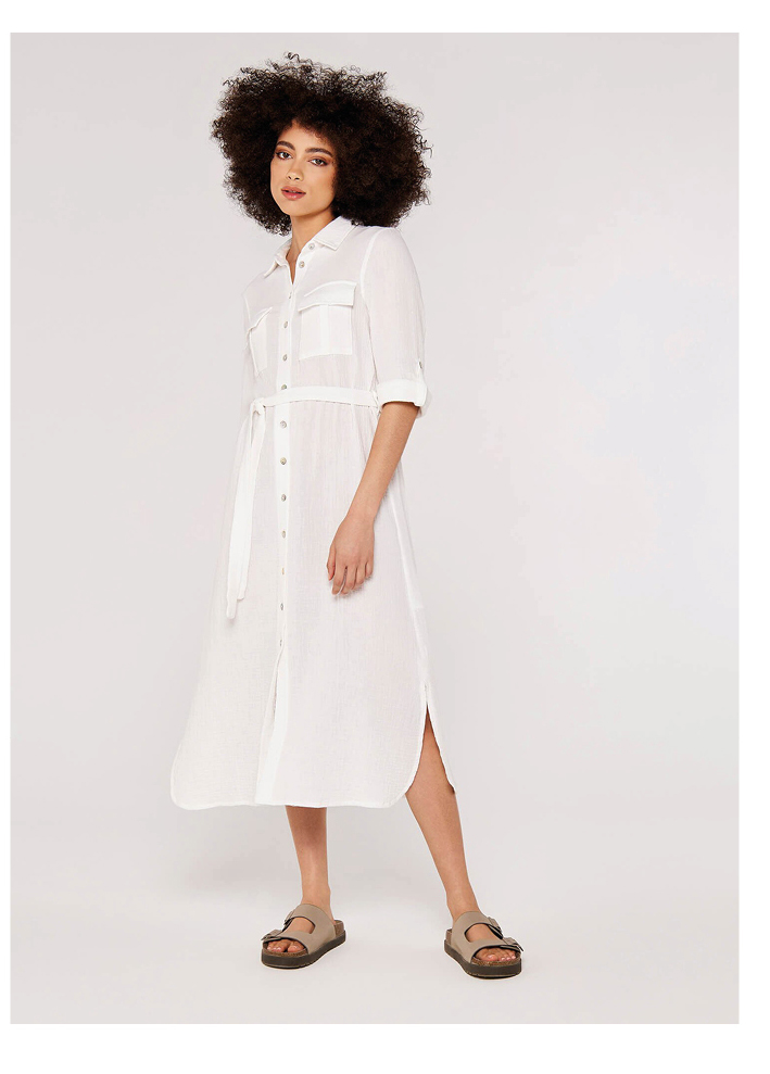 Linen Safari Midi Dress