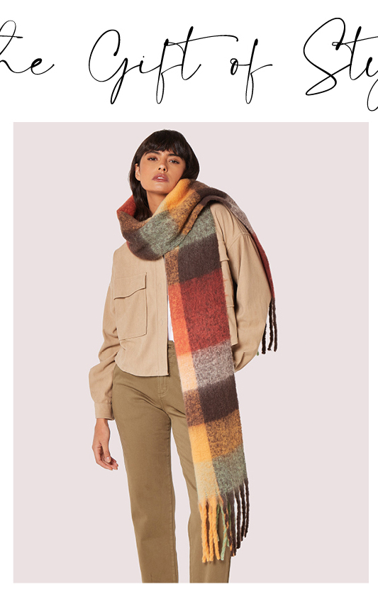 Colour Block Check Square Scarf