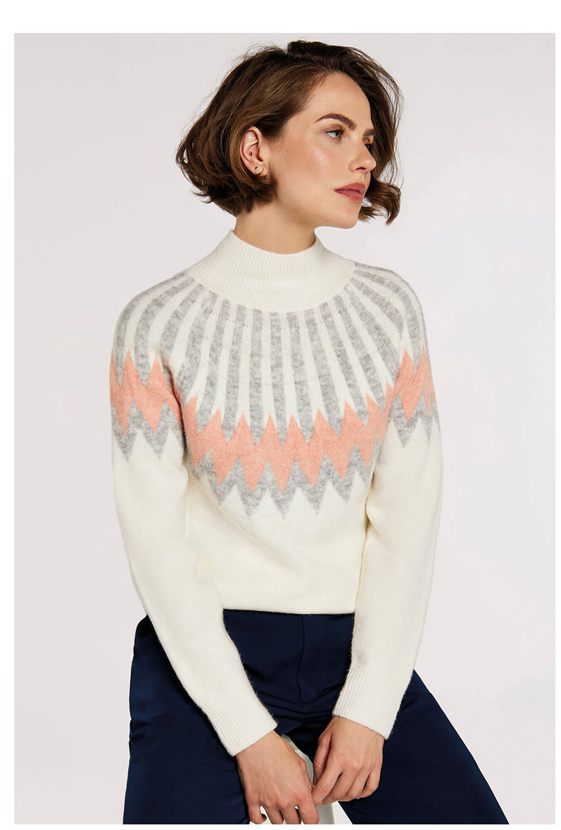 Chevron Mock Neck Jumper