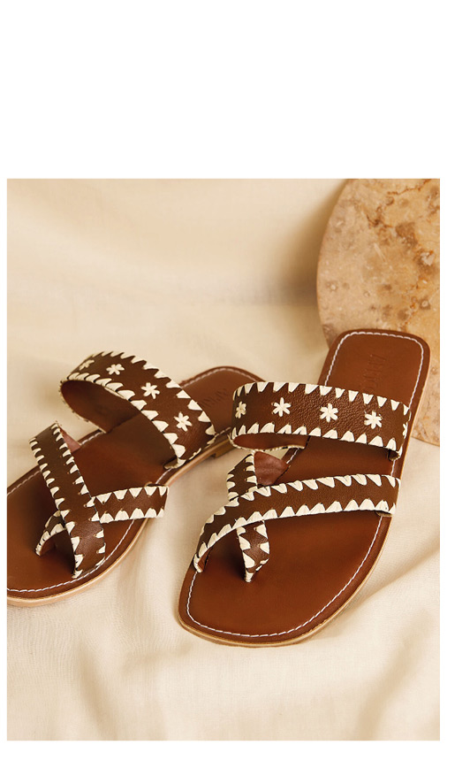 Tan Raffia Ecru Sandal