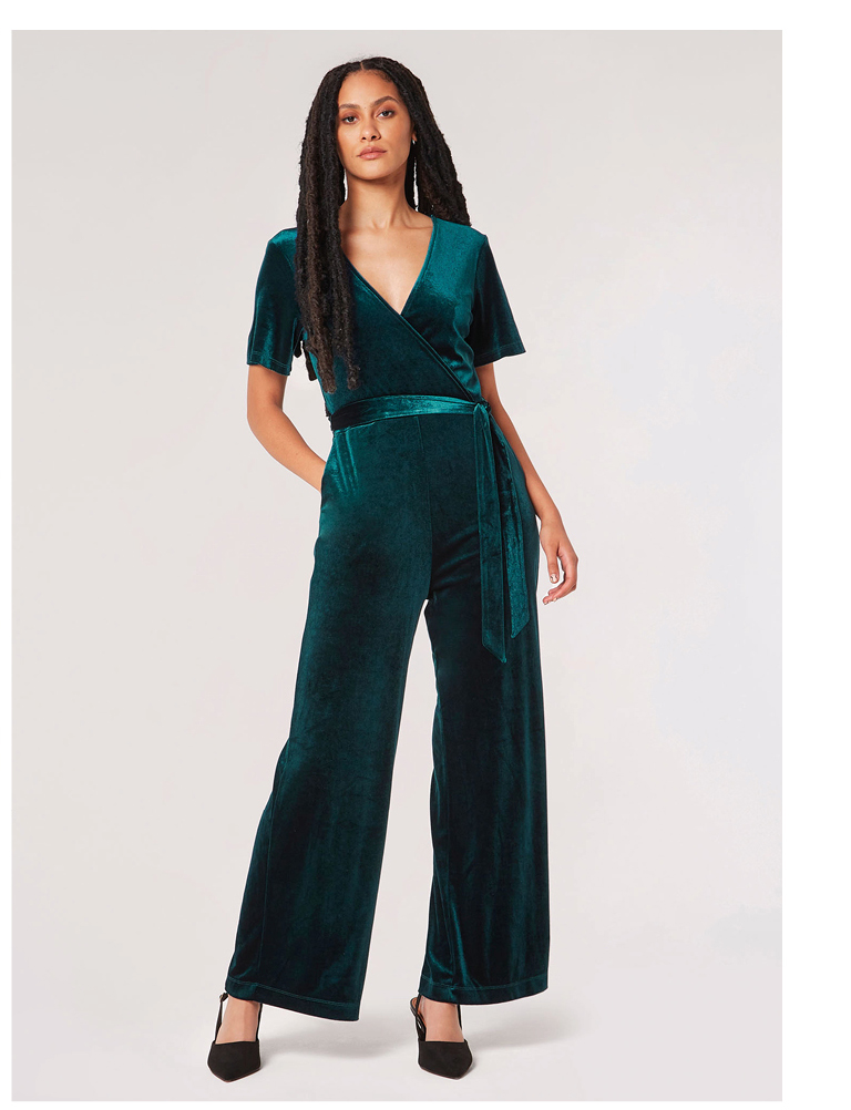 Velvet Wrap Jumpsuit