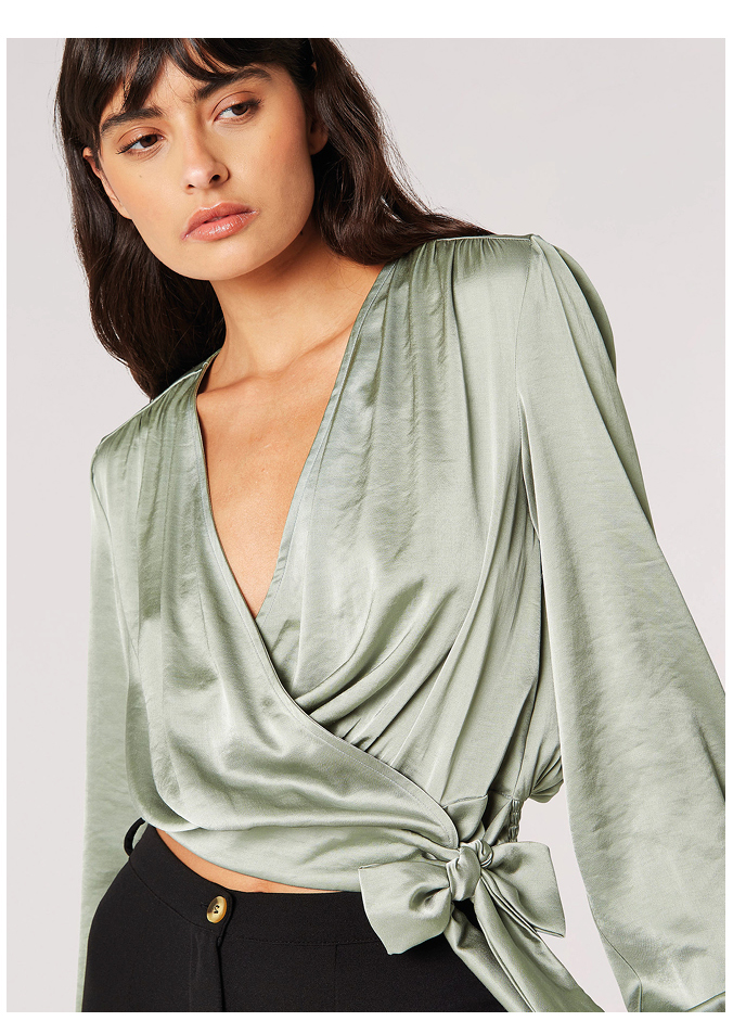 Soft Satin Wrap Top