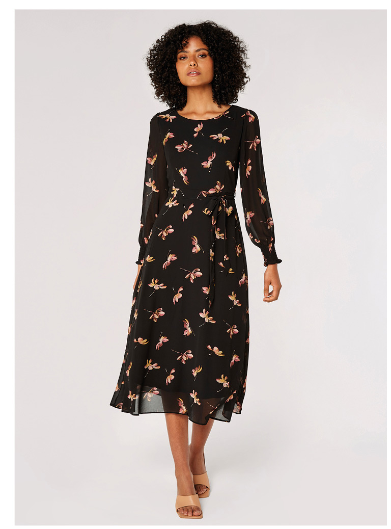 Painterly Floral Midi Dress