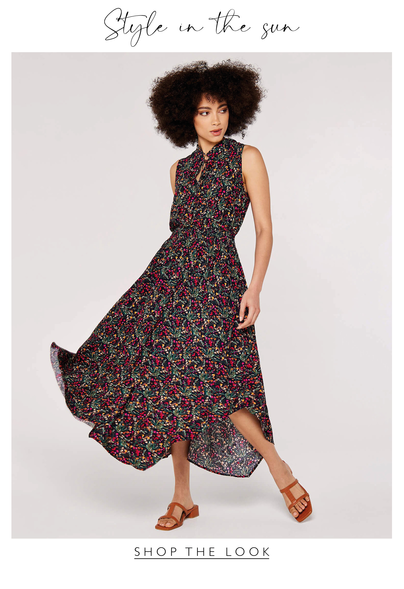 Floral Hanky Hem Midi Dress