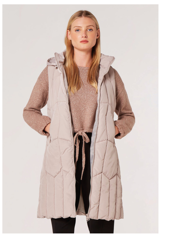 Hooded Longline Puffer Gilet