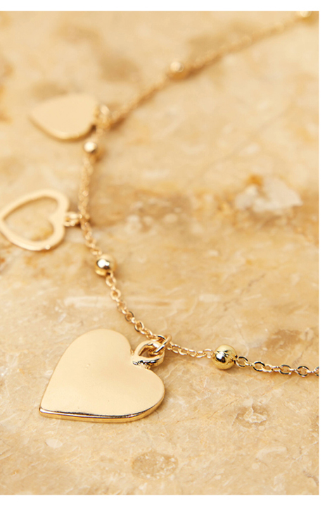 Gold Tone Multiple Heart Pendant Necklace