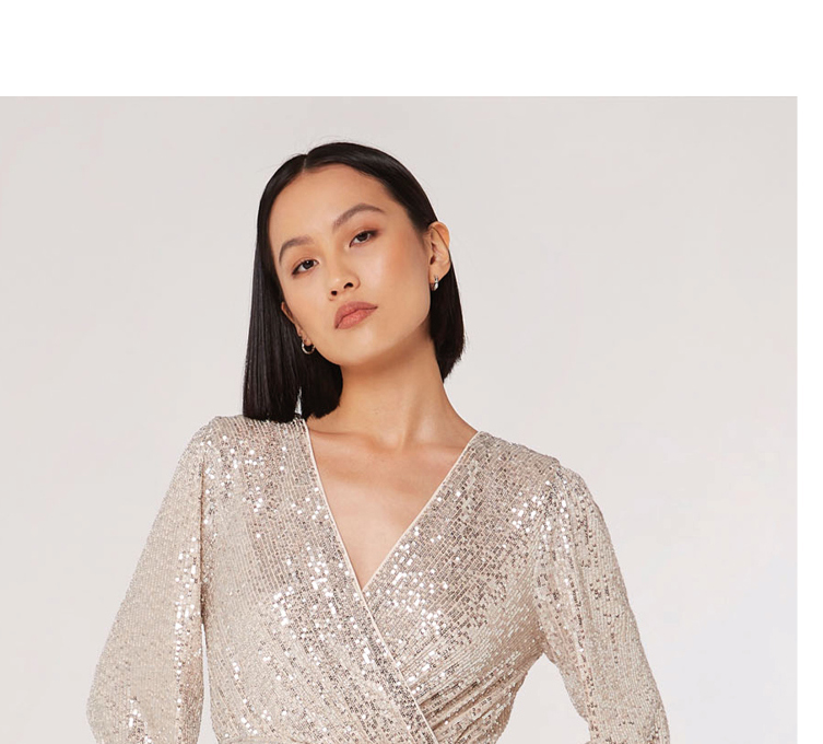 Sequin Wrap Mini Dress