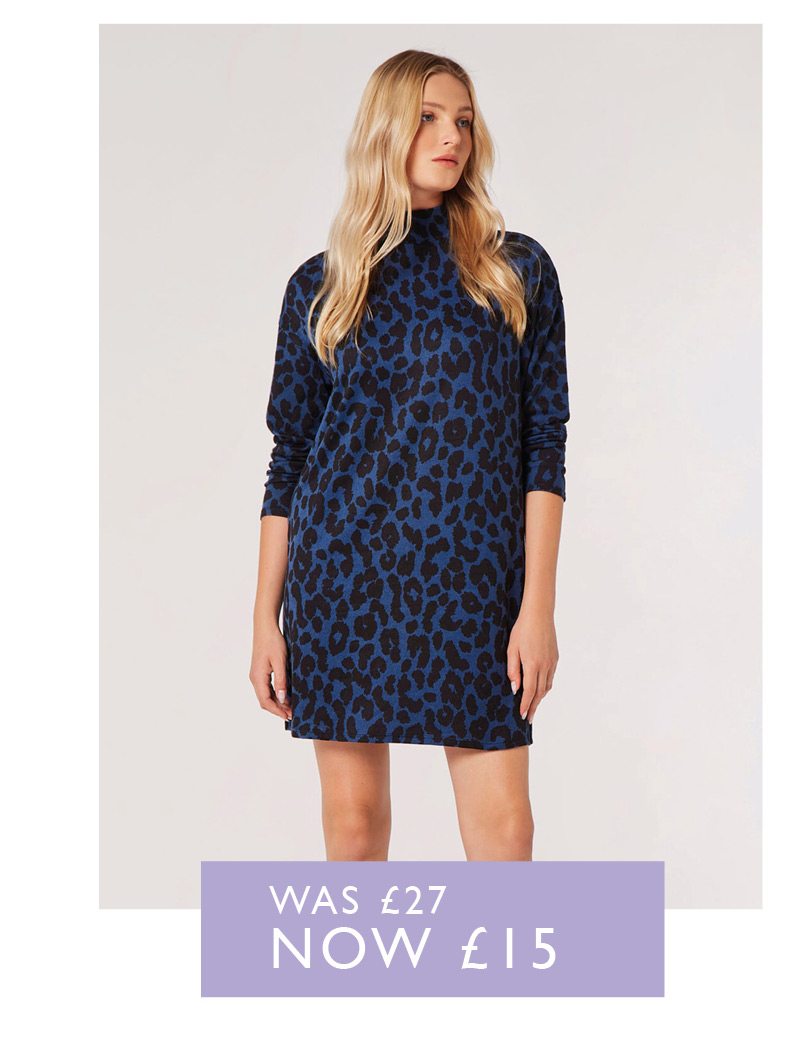 Cheetah Mock Neck Mini Dress