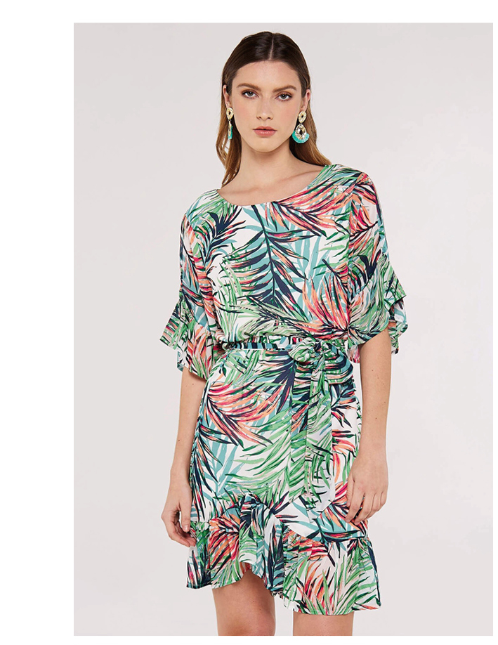 Painterly Tropical Mini Dress