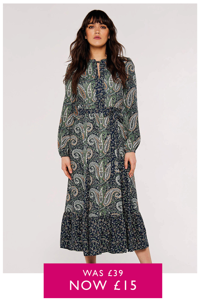 Paisley Mix-Match Midi Dress