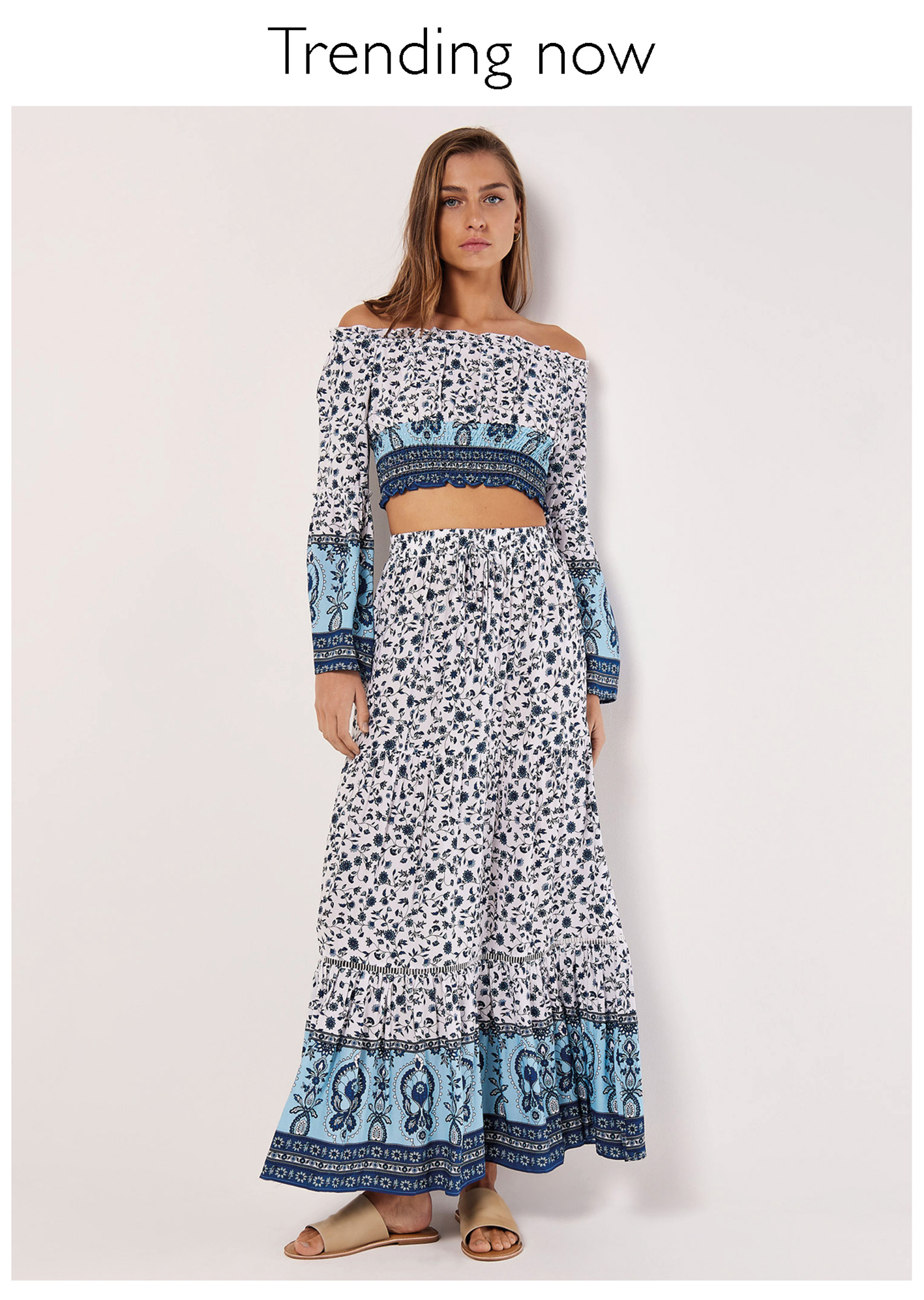 Sarasa Floral Cropped Milkmaid Top