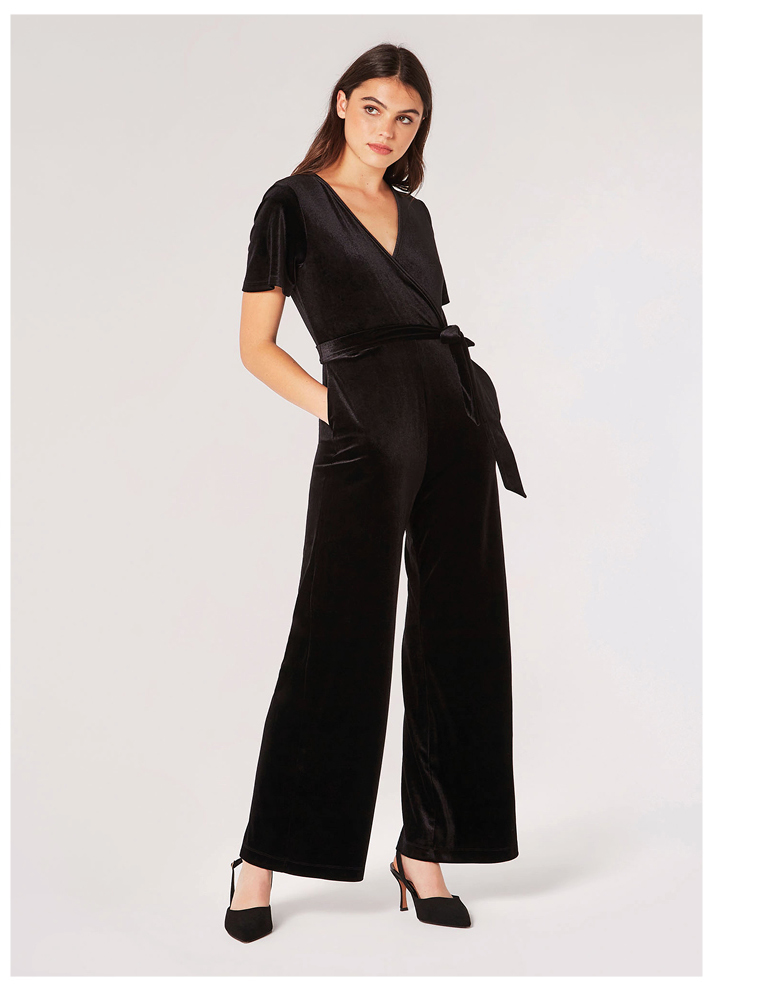 Velvet Wrap Jumpsuit