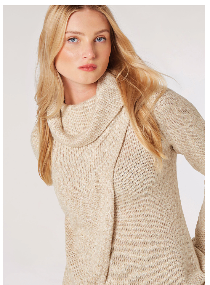 oll Neck Slub Wrap Jumper