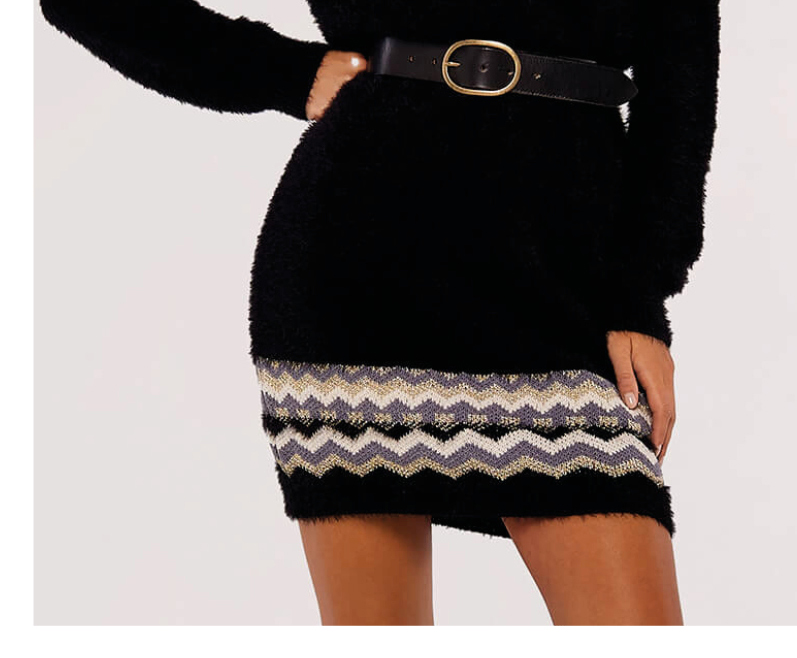 Metallic Chevron Jumper Mini Dress