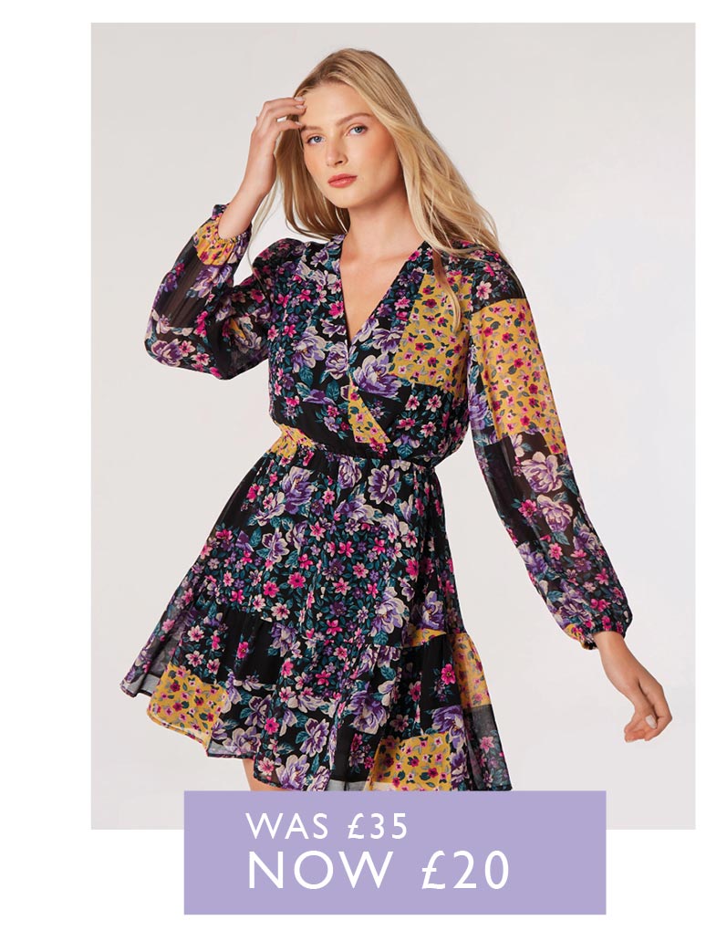 Patchwork Floral Mini Dress