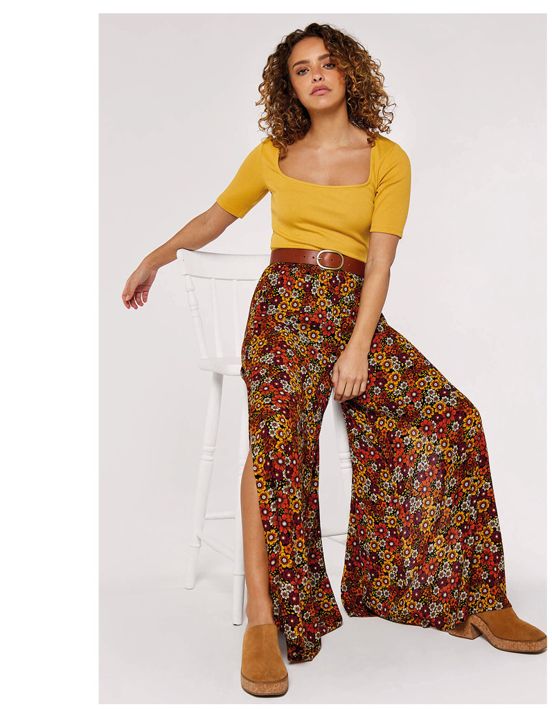 Floral Side Slit Palazzo