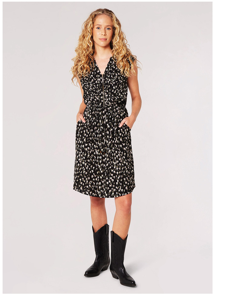 Brushstroke Zip Mini Dress