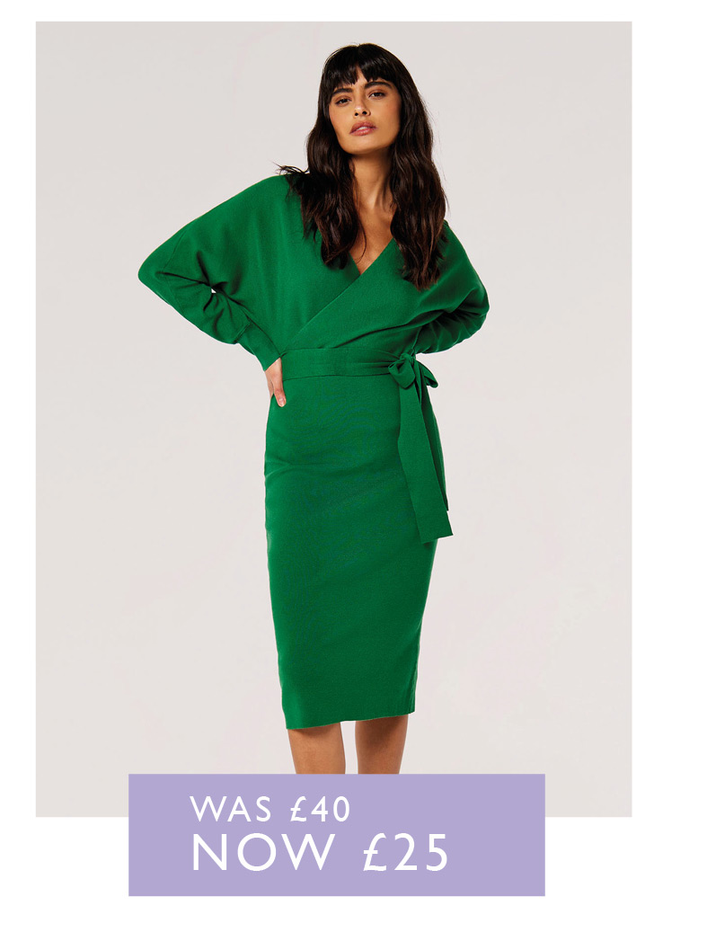 Knitted Wrap Midi Dress
