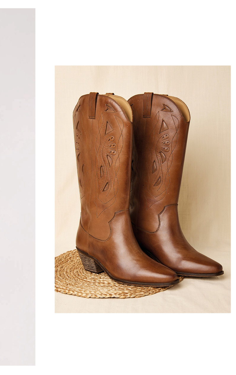 Tall Leather Cowboy Boots