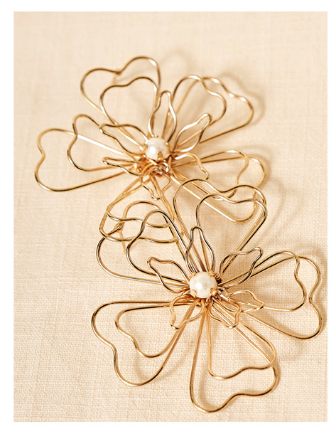 Gold Tone Wire Flower Earrings