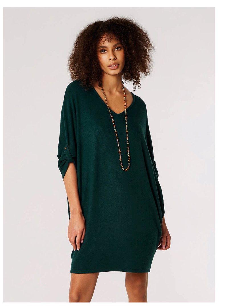 Soft Batwing Cocoon Mini Dress