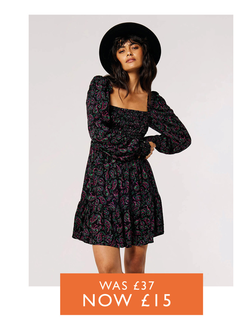 Paisley Milkmaid Mini Dress