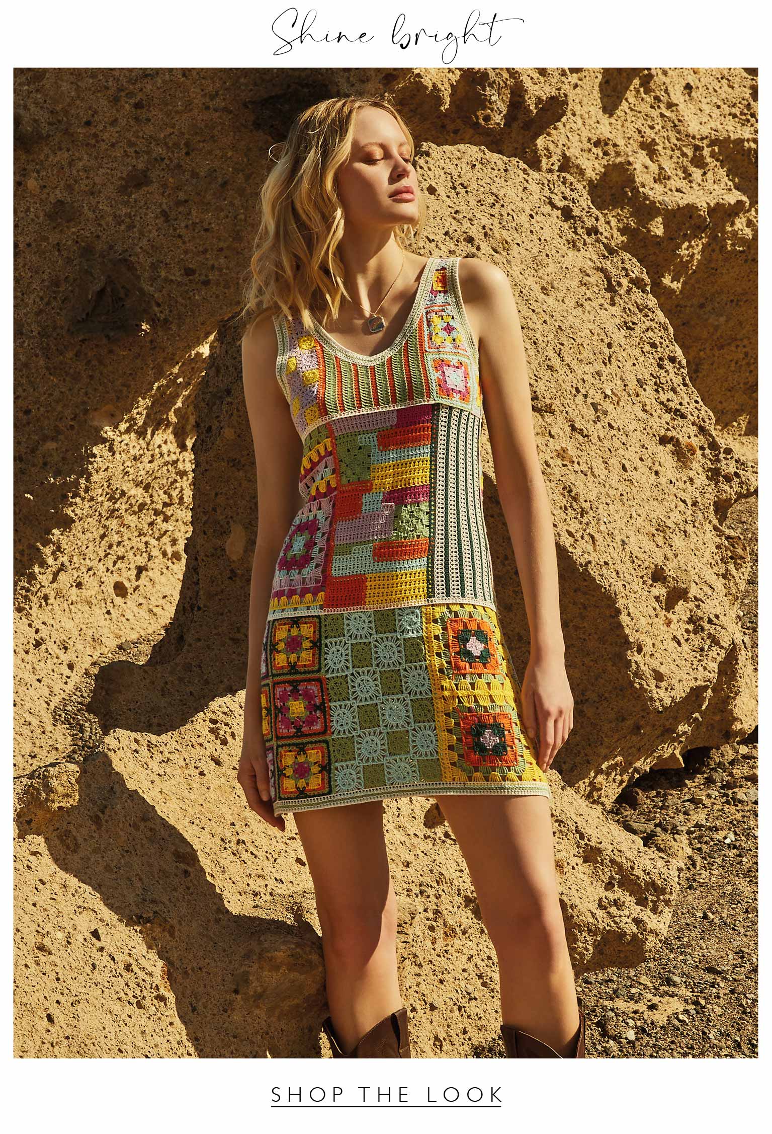 Patchwork Crochet Shift Dress