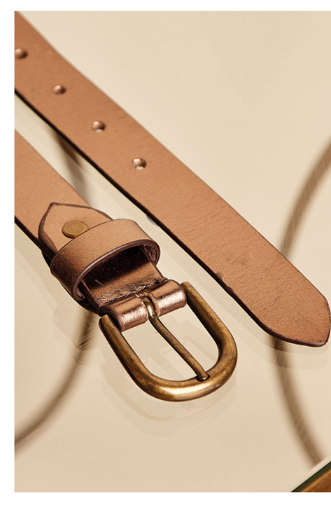 Metallic Thin Leather Gold Buckle Belt