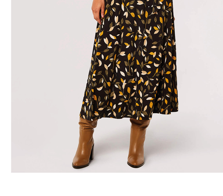 Leaf Silhouette Wrap Midi Dress