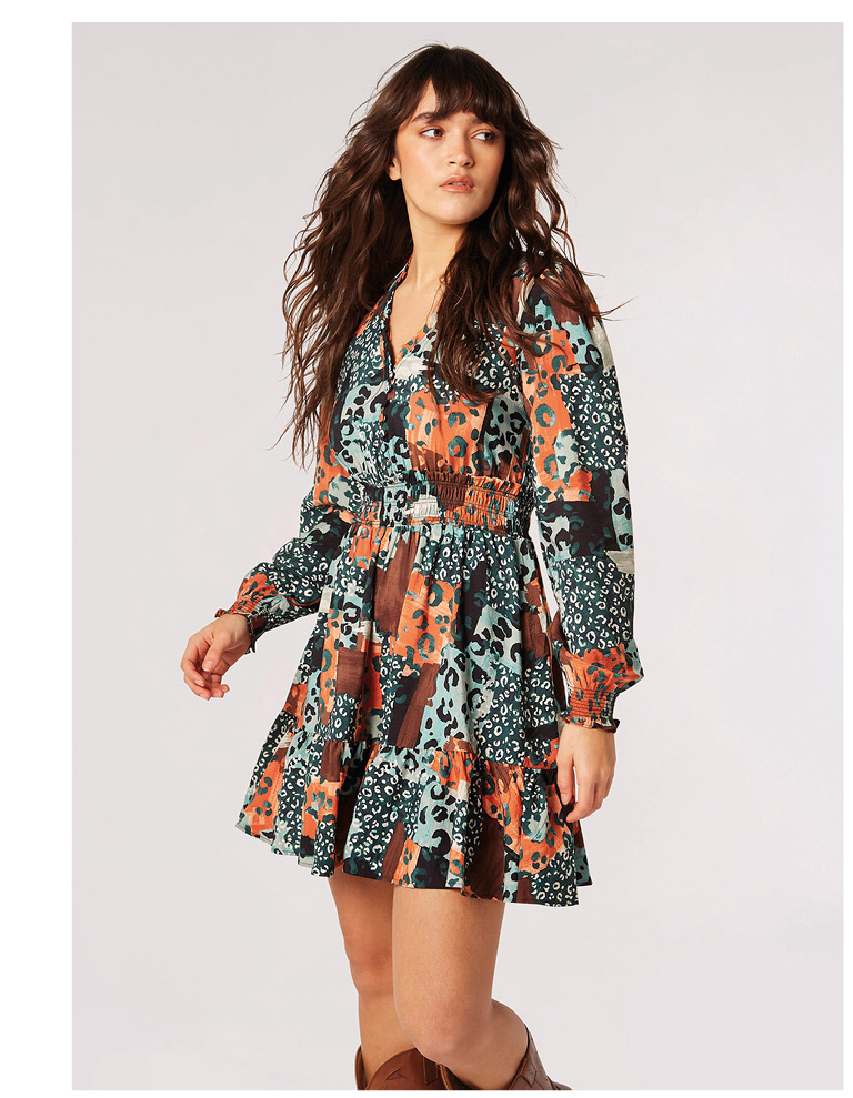 Patchwork Print Mini Dress