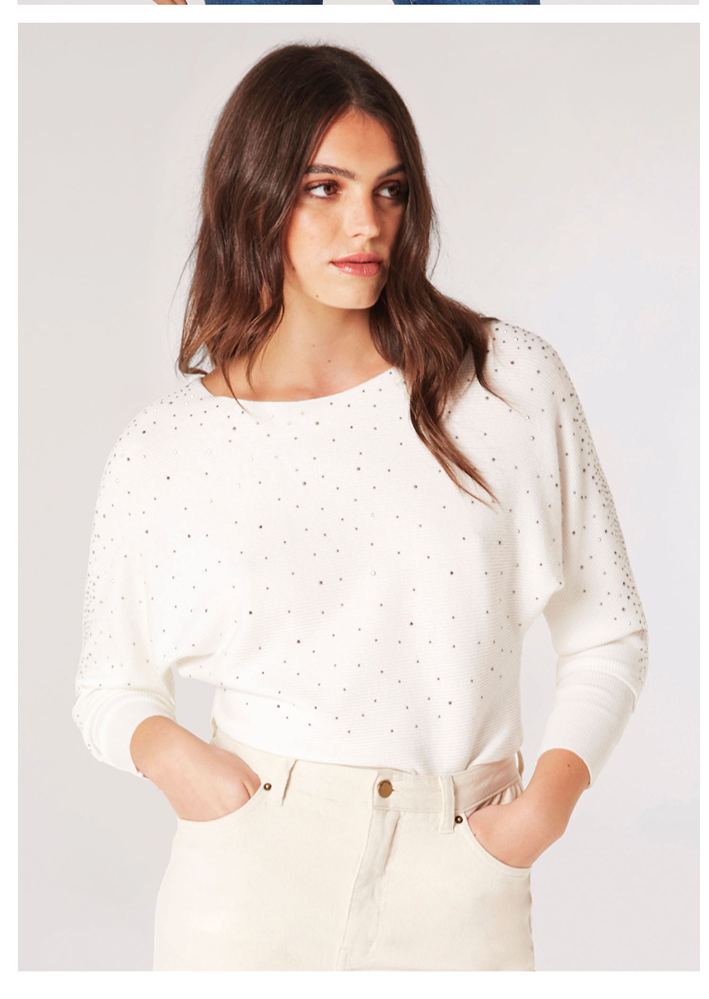 Batwing Sleeve Studded Jumper