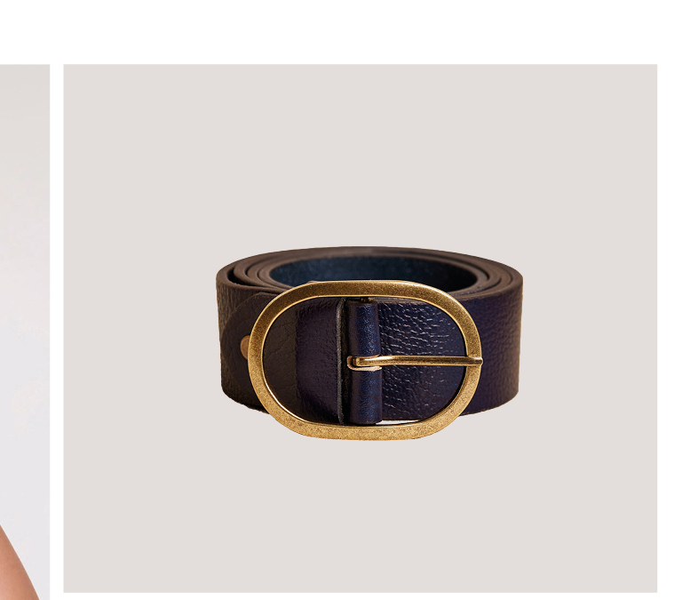 Thin Leather Gold Buckle Belt