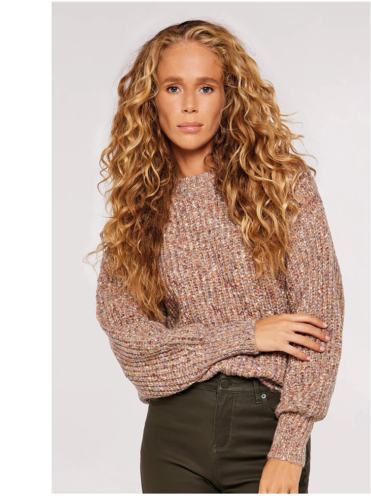 Flecked Ribbed Knit Jumper