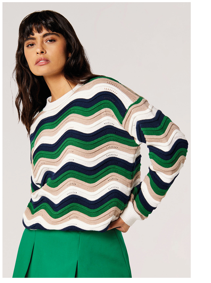 Wavy Stripe Knitted Jumper