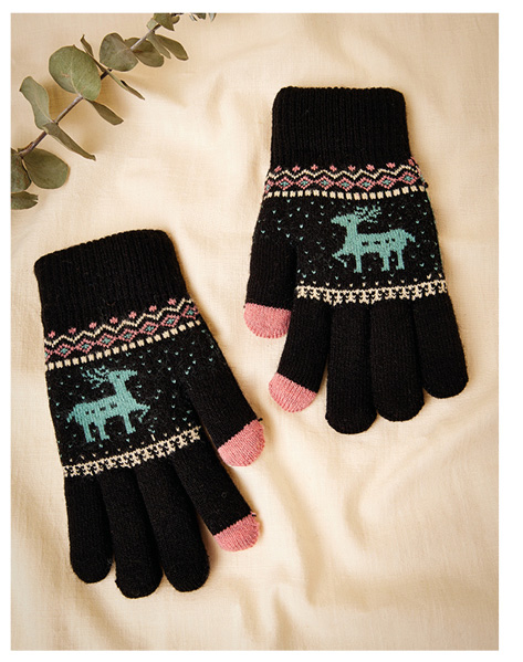 Reindeer Fair Isle Knitted Gloves