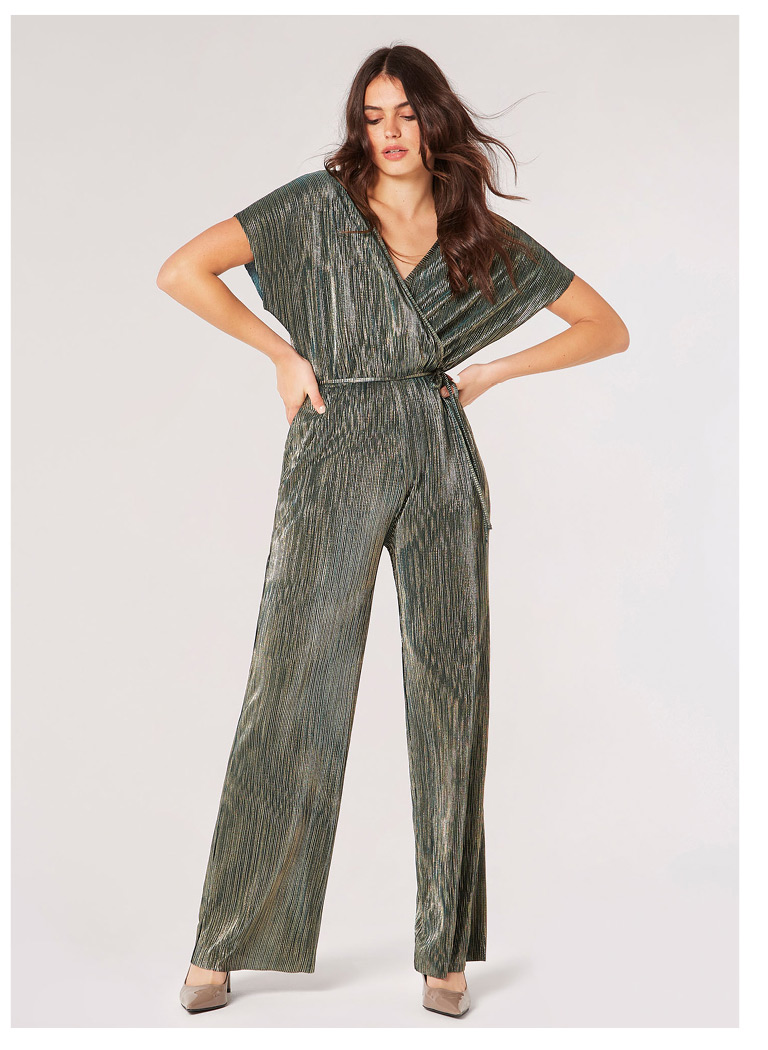 Plisse Metallic Jumpsuit