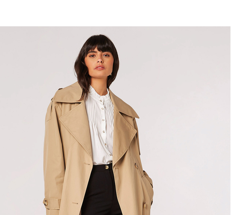 Longline Belted Trench Coat