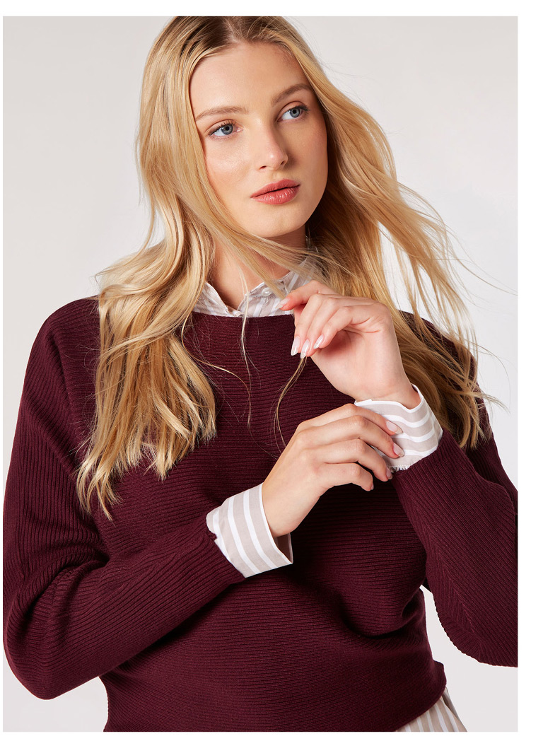 Boat Neck Ribbed Jumper