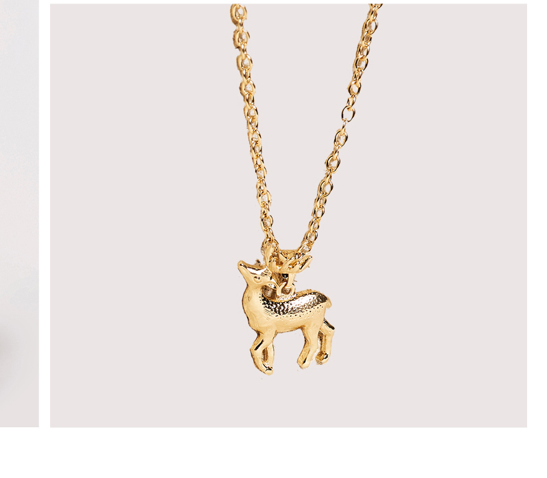 Gold Tone Reindeer Necklace