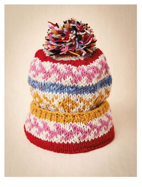 Hand Knit Colourful Stripe Beanie Hat