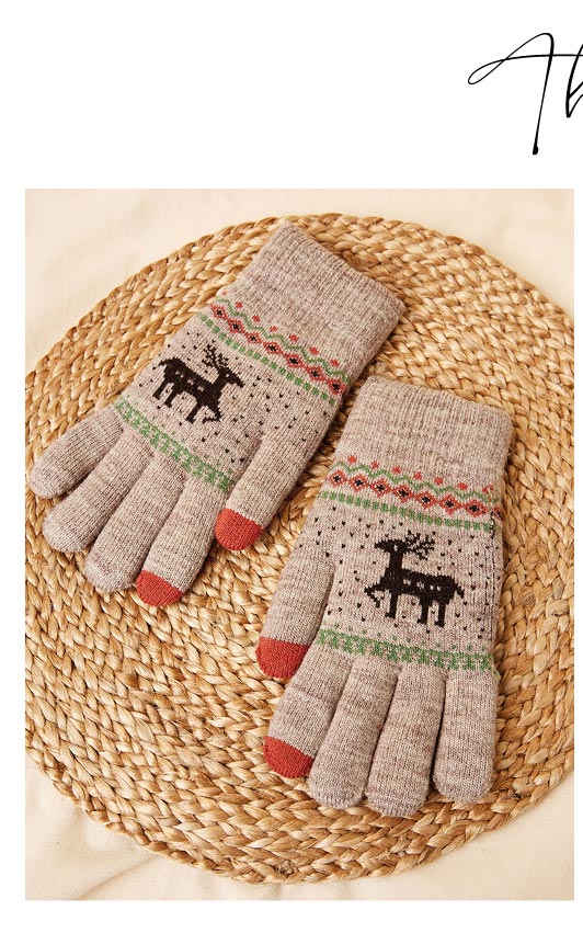 Reindeer Fair Isle Knitted Gloves