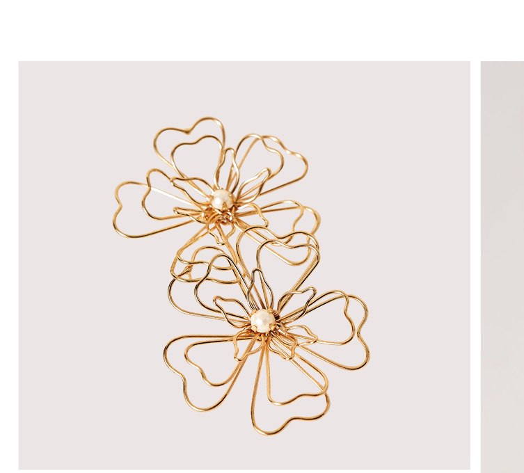 Gold Tone Wire Flower Earrings