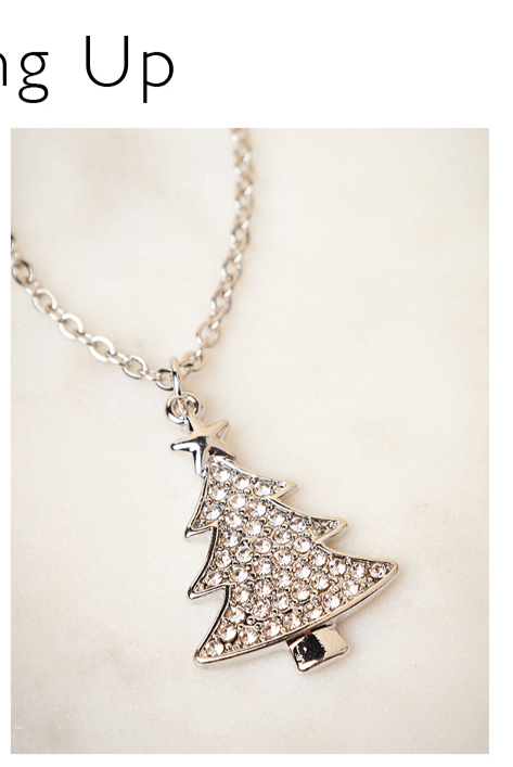 Silver Tone Christmas Tree Necklace