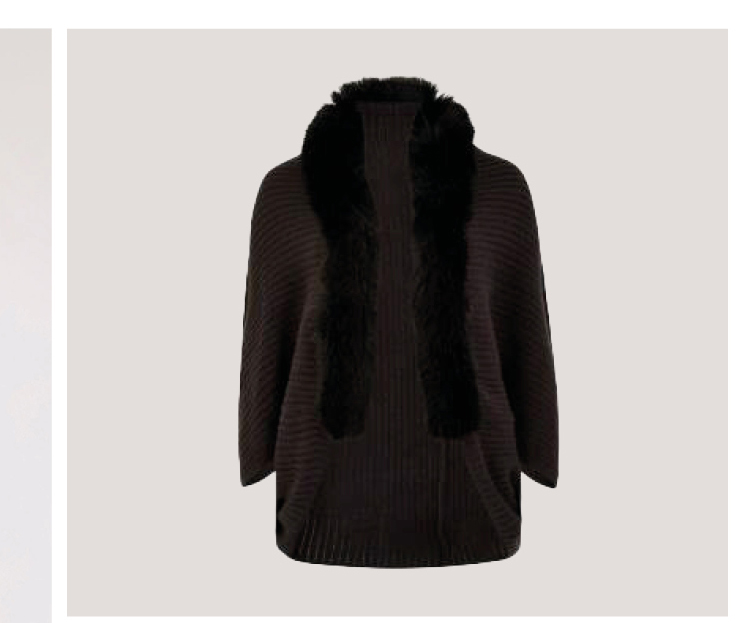 Faux Fur Trim Cocoon Shrug