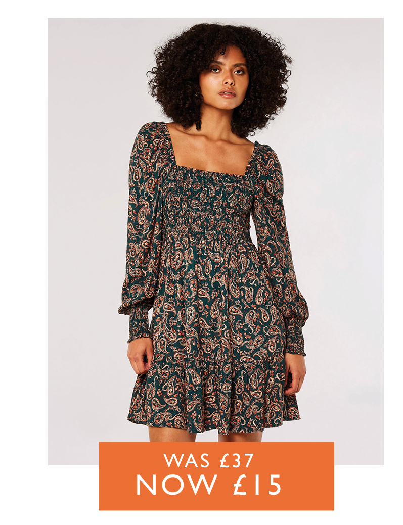 Paisley Milkmaid Mini Dress