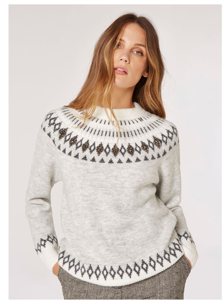 Fair Isle Gem Embellished Jumper