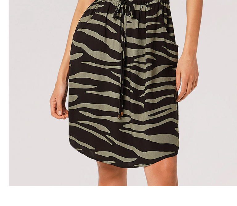Zebra Print Zip Through Mini Dress