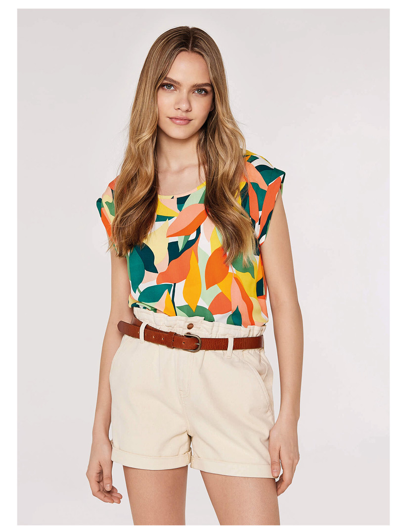 Colour Block Leaf Top