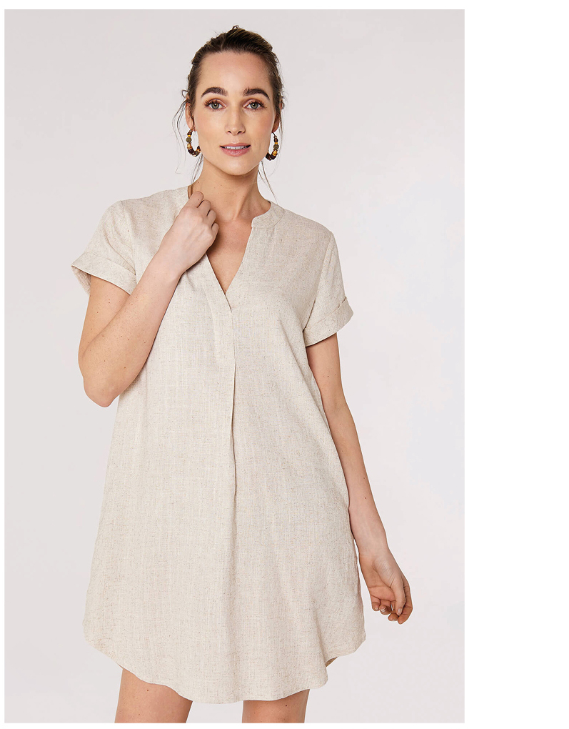 Linen Mix Mini Dress